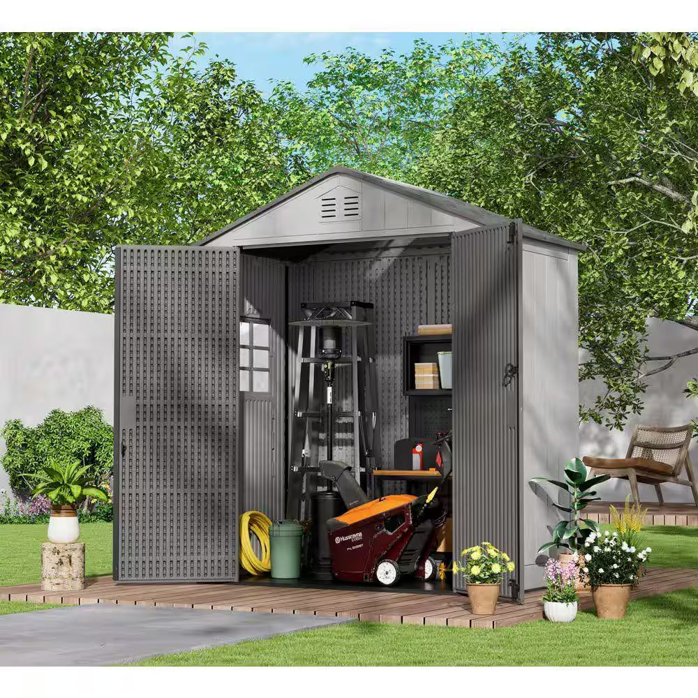 20 Sq. 6 X 4 Ft. Outdoor Resin Storage Shed, Weatherproof Durable Tool Shed, Lockable with Floor and Window