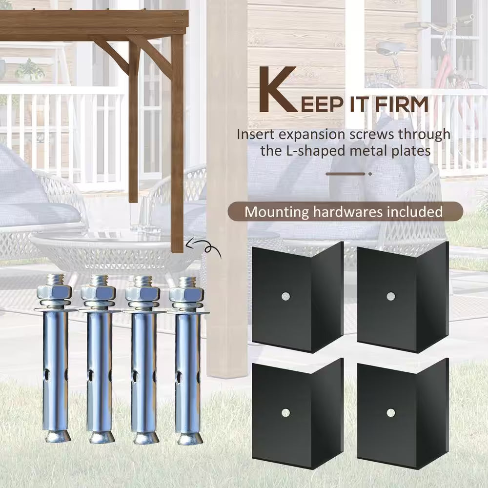 10 Ft. X 12 Ft. Outdoor Pergola, Wood Gazebo Grape Trellis with Stable Structure and Concrete Anchors, Deck