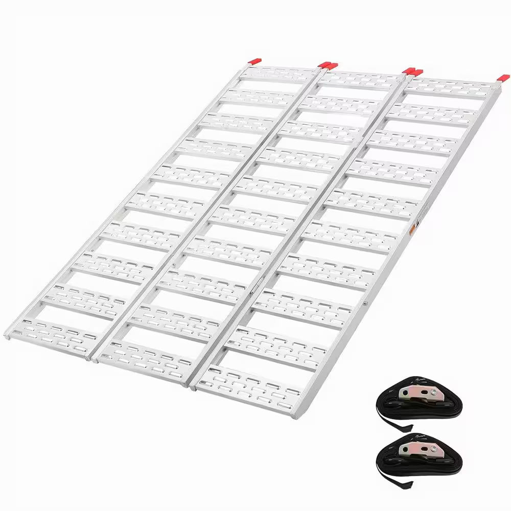 76 In. Aluminum ATV Ramps for Pickup Trucks, 1500 Lbs. Capacity, Tri-Fold Motorcycle Powersports Loading Ramps