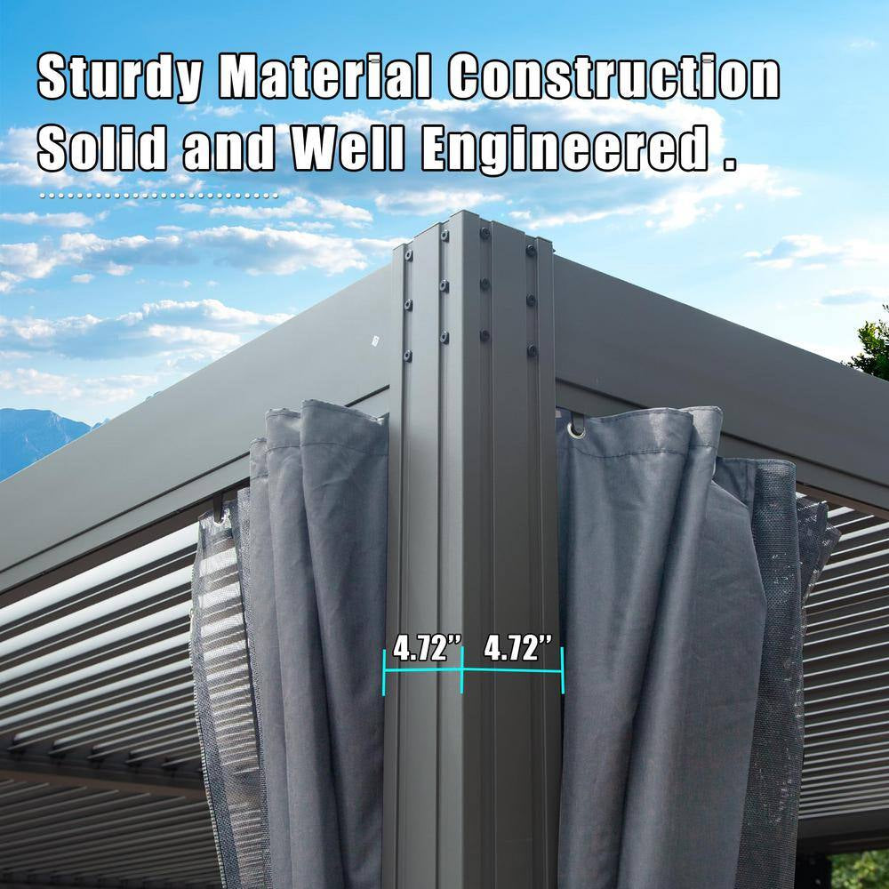 20 Ft. W X 12 Ft. D Aluminum Pergola with Two Adjustable Roof, Curtains, and Netting