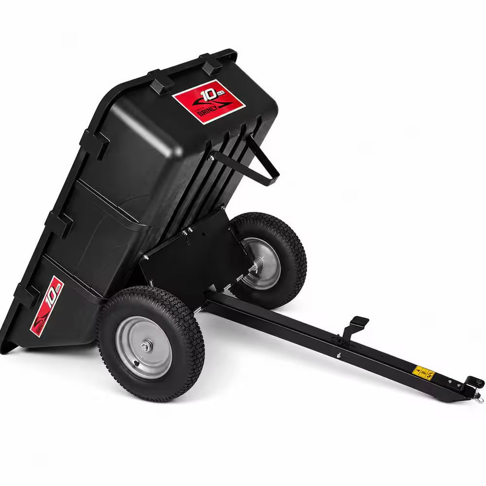 650Lbs. 10Cu.Ft. Tow-Behind Lawn Mower Trailer Dump Cart W/ Compression-Molded Poly Bed for Lawn Tractors and ZTR Mowers