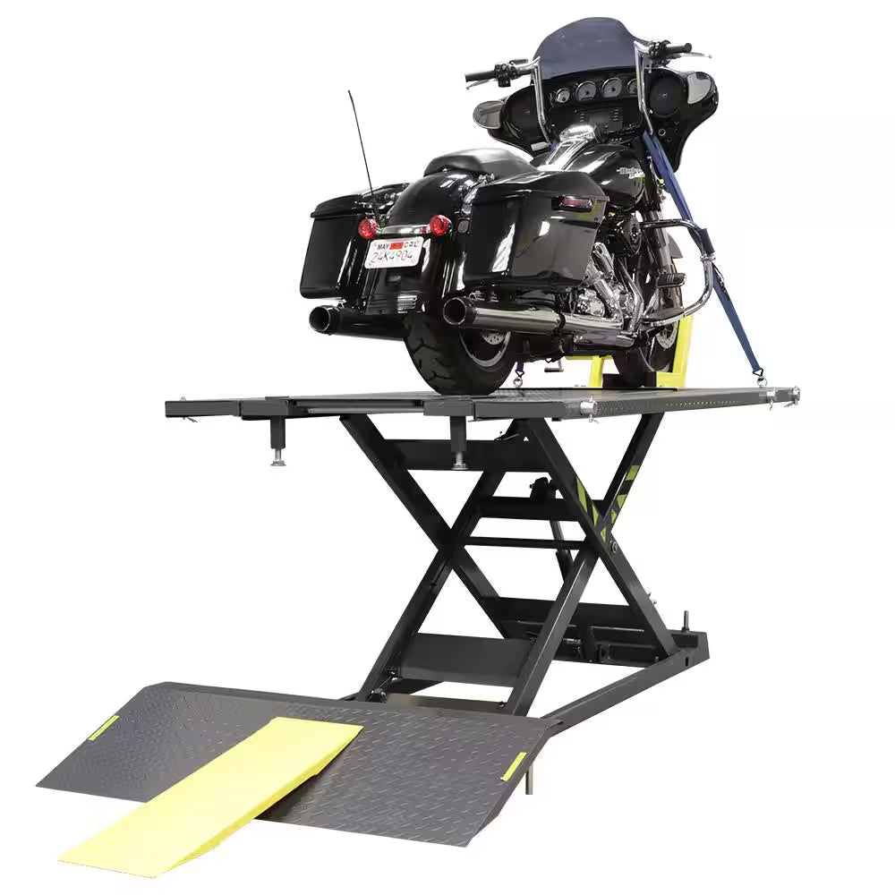RML-1500XL Deluxe Extended Motorcycle and ATV Lift Platform with Front Wheel Vise, 1500 Lb. Capacity