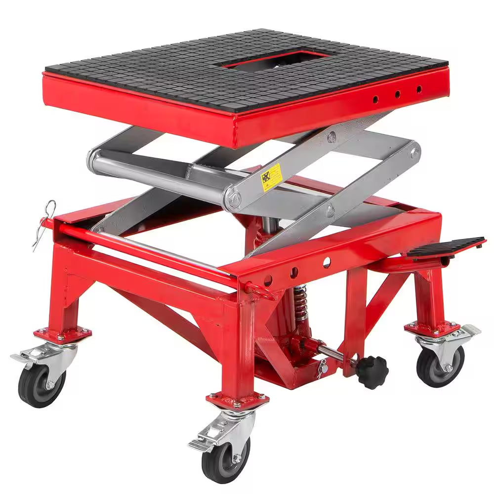 300 Lbs. Mini Lift Hoist Motorcycle ATV Bike Hydraulic Scissor Jack with Wheels