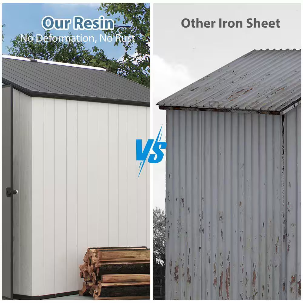 8 Ft. W X 8 Ft. D Outdoor Resin Garden Tool Storage Shed for Backyard (64 Sq. Ft.)