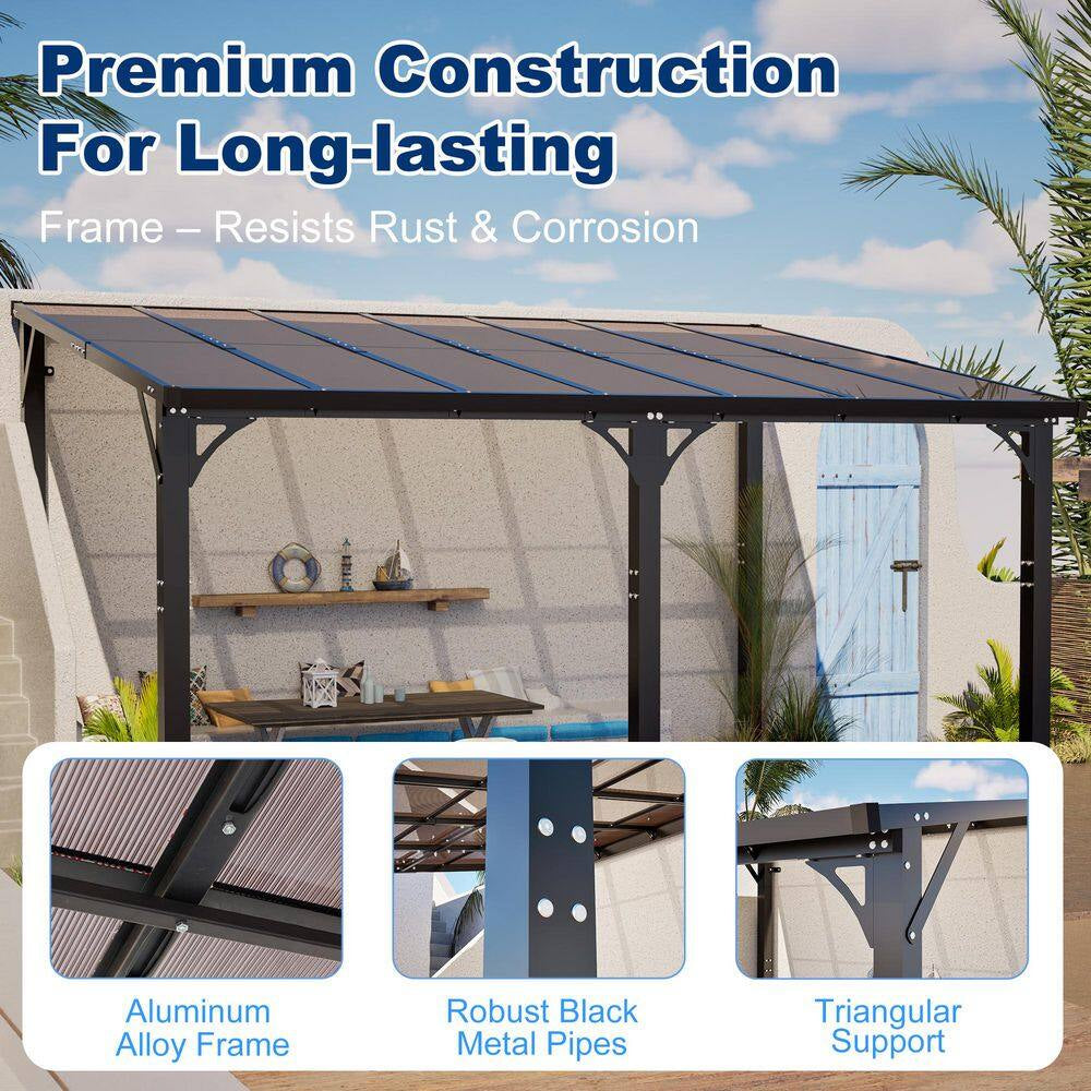 14 Ft. X 10 Ft. Outdoor Hardtop Gazebo Patio Pergola with Tinted Polycarbonate Roof