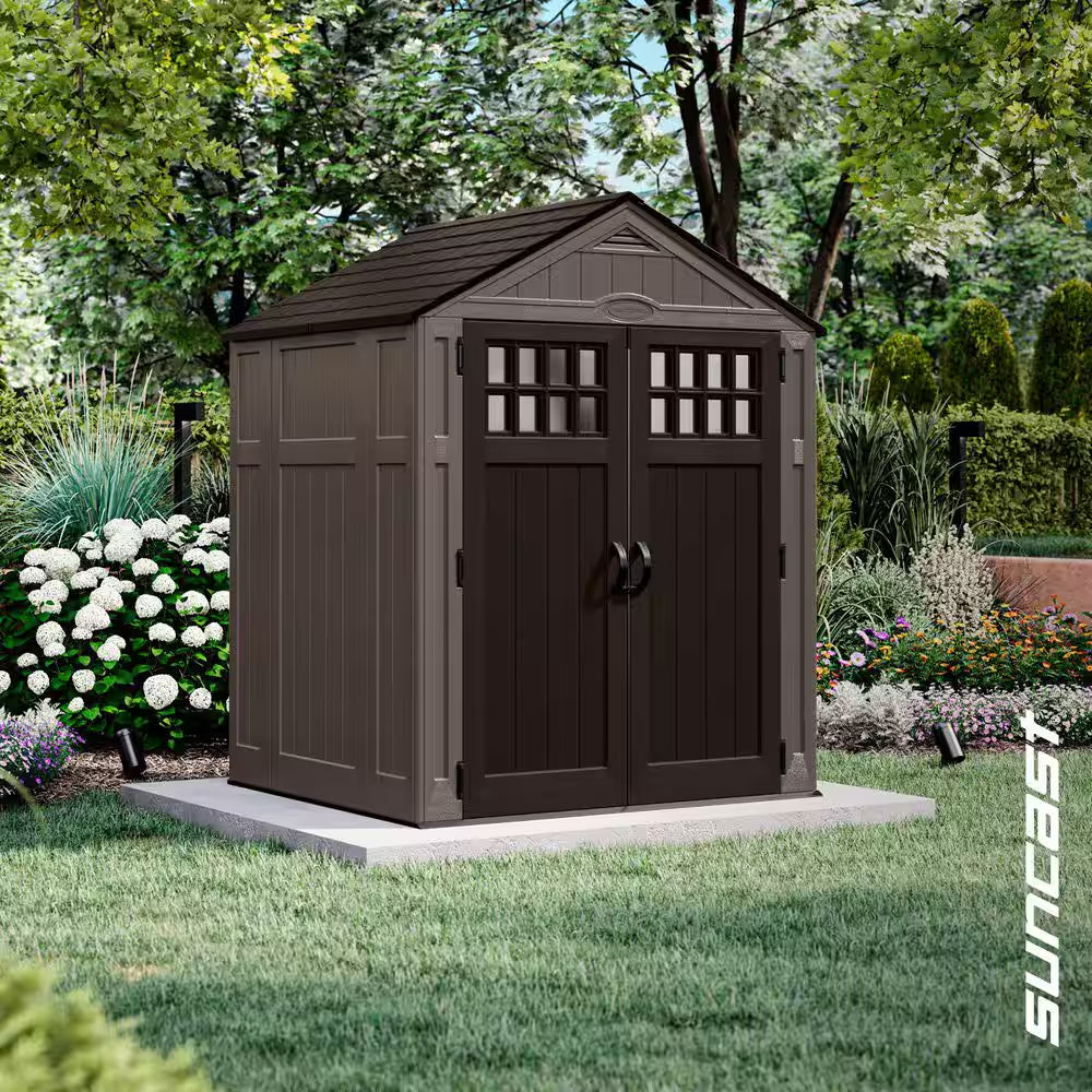 6 Ft. W X 5 Ft. D Plastic Resin Storage Shed with Floor (34 Sq. Ft.) in Dark Taupe (Gray)
