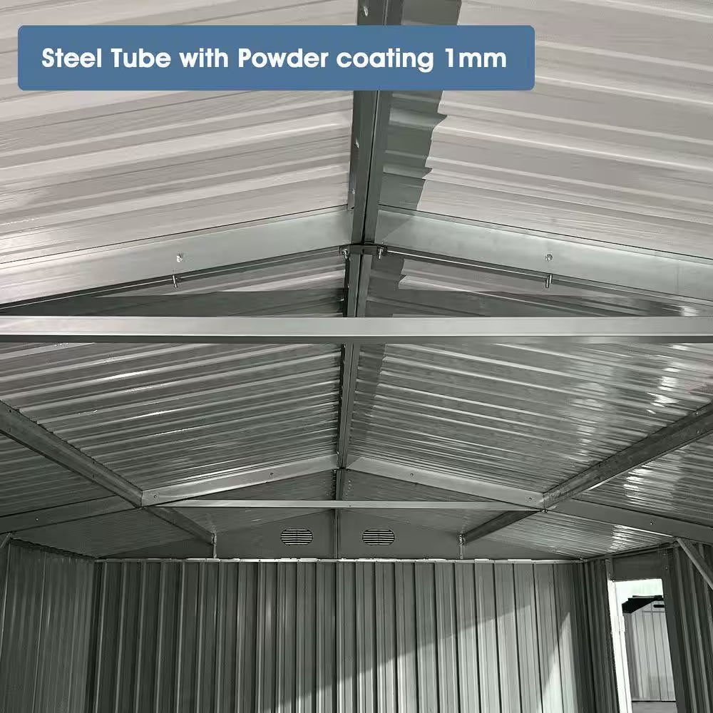 20 Ft.W X 13 Ft.D Outdoor Metal Storage Shed, Utility Tool House with 2 Doors, 4 Vents for Car,Truck, Gray (252 Sq. Ft.)