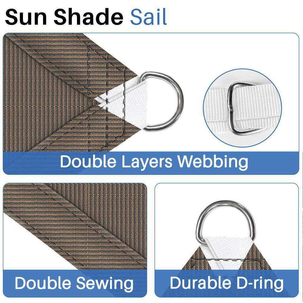 12 Ft. X 14 Ft. HDPE Sun Shade Sail Rectangle Canopy Shades for Outdoor Patio Pergola, Blockage 95% UV Resistant, Brown