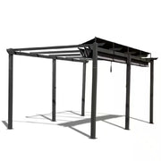 16 Ft. X 11 Ft. Dark Gray Portable Gazebo, Retractable Pergola W/ Weather Resistant Canopy, Aluminum Patio Grill Gazebo