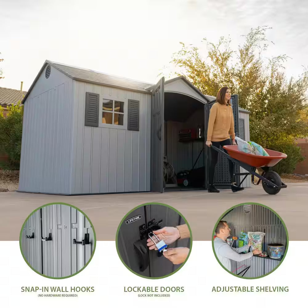 15 Ft. W X 8 Ft. D Resin Outdoor Storage Shed with Double Door (120 Sq. Ft.)