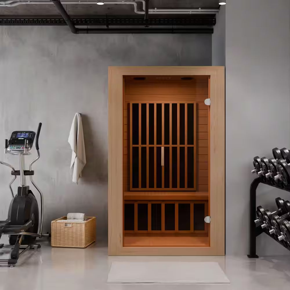 S14HD Series 2-Person Indoor Hemlock Wooden Carbon FAR Infrared Home Sauna Room with LED Touch Control Panel and Heater