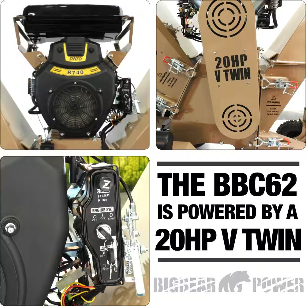 Tornadic 6 In. 20 HP V-Twin Engine, Gas Powered Commercial Chipper Shredder, Self Feeding, Electric Start