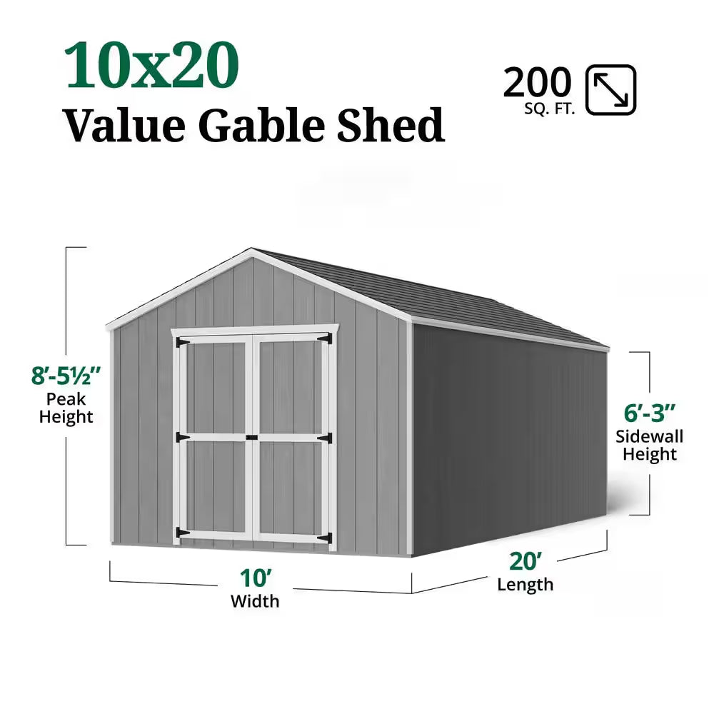 Value Gable 10 Ft. X 20 Ft. Outdoor Wood Storage Shed Precut Kit (200 Sq. Ft.)