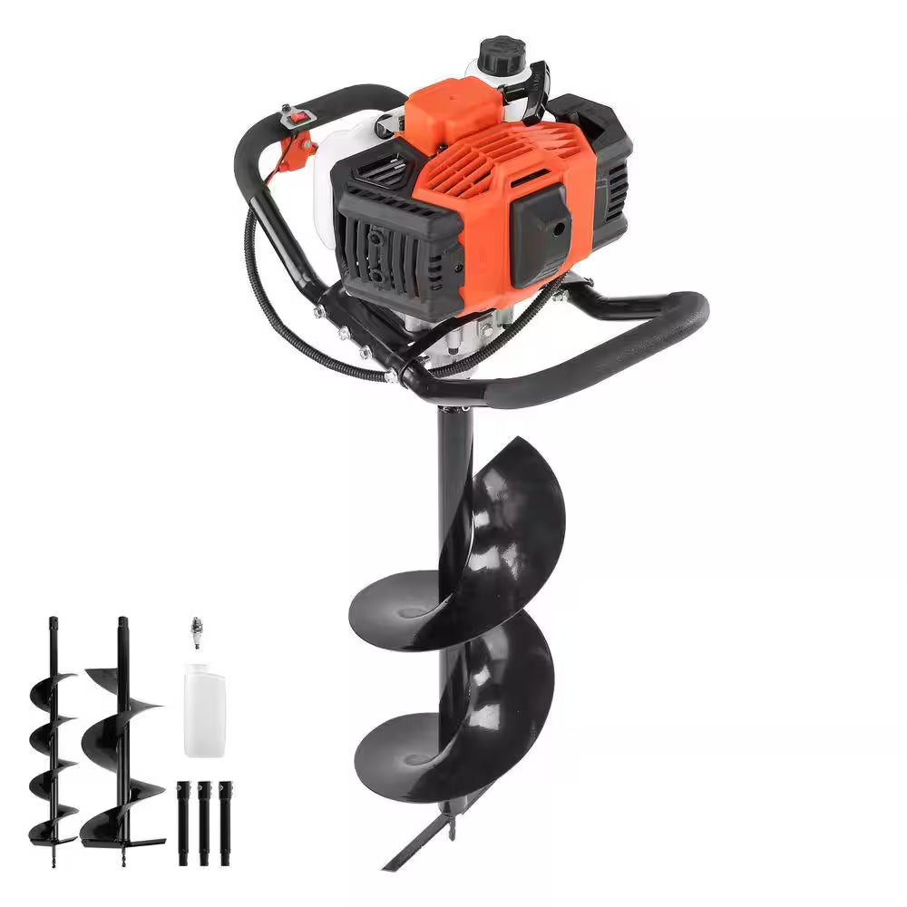 Post Hole Digger, 30 In. Long Alloy Steel Auger 52Cc 1450W Auger Post Hole Digger, Gas Powered Earth Digger