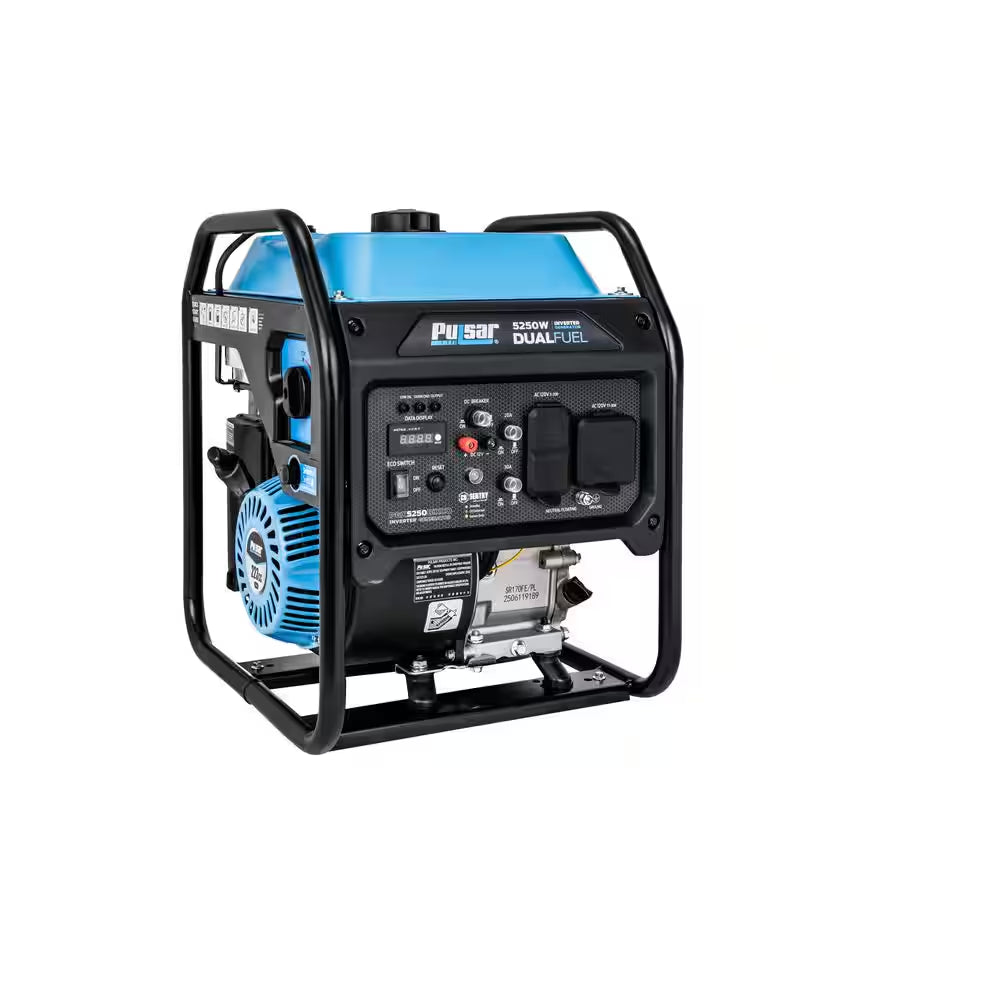 5250W Dual Fuel Gas Recoil Start Open Frame Inverter Generator with CO Sentry