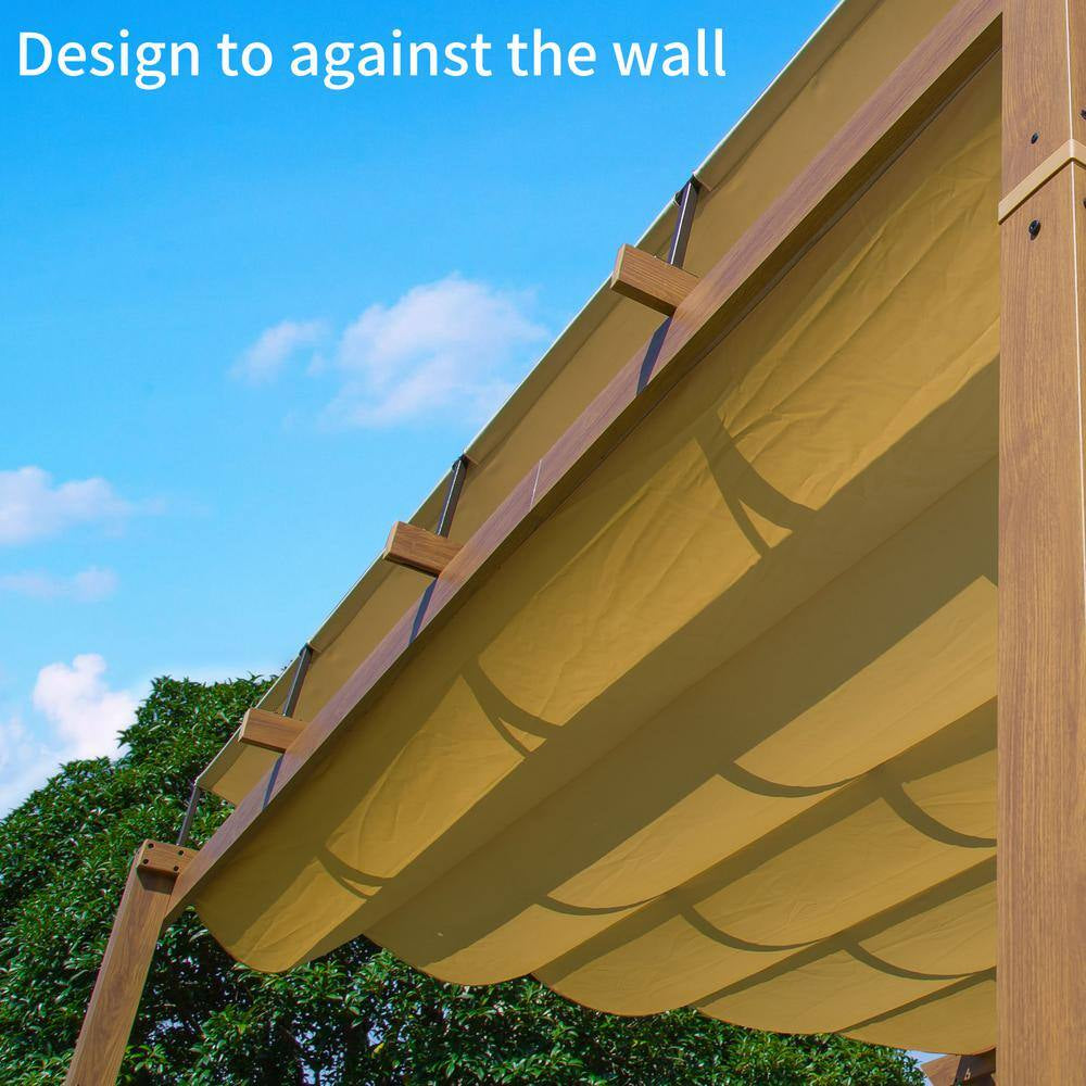 13 Ft. W X 9 Ft. D Aluminum Pergola with Weather-Resistant Retractable Canopy