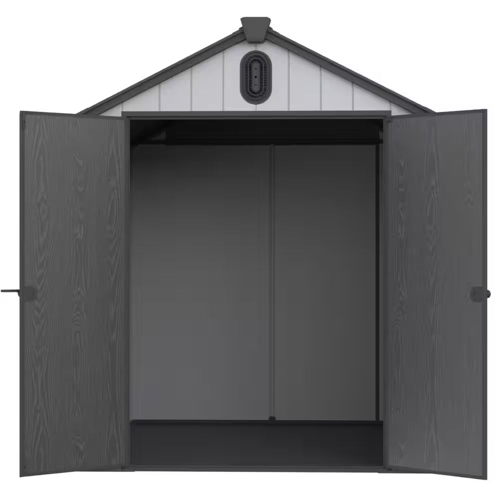 6 Ft. W X 8 Ft. D Plastic Storage Resin Shed for Backyard Garden Big Spire Tool Storage with Double Door (48 Sq. Ft. )