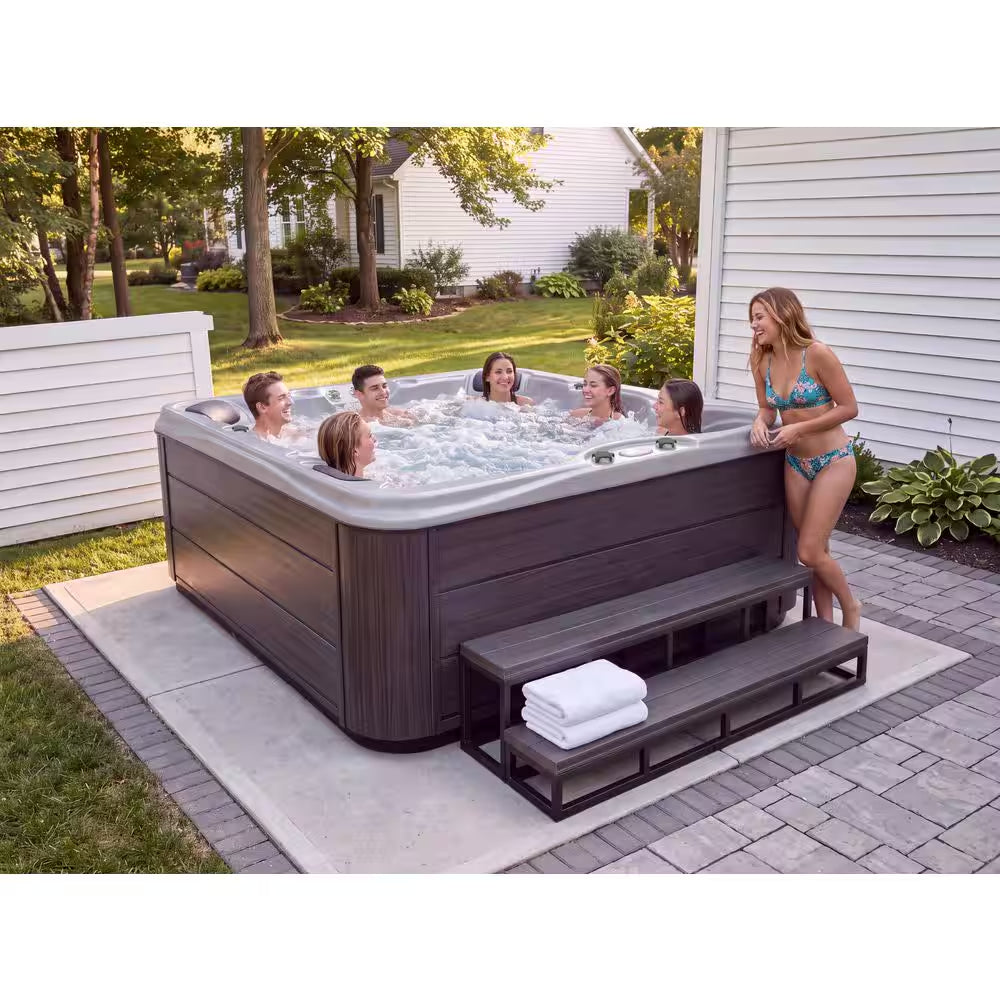 Glory 7-Person 40-Jet Premium Acrylic Lounger Spa Hot Tub with 2 Backlit LED Waterfalls
