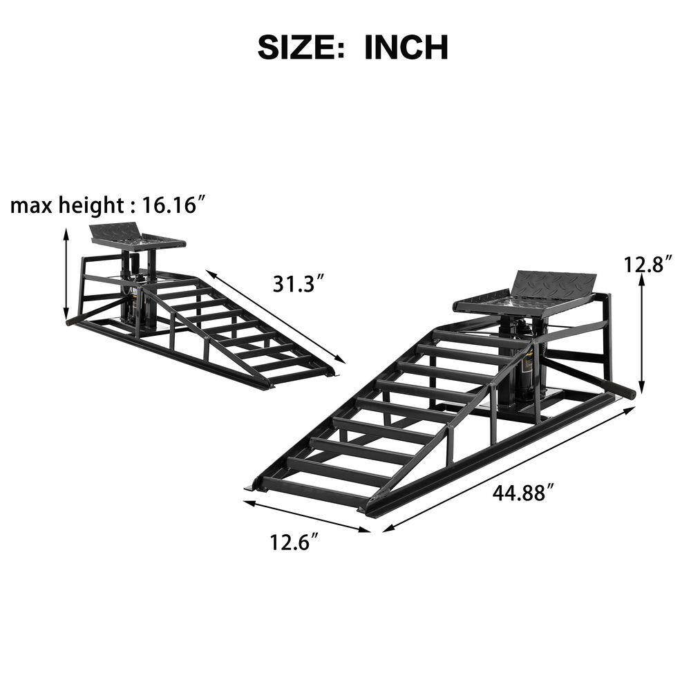 5 Ton Auto Car Truck Service Ramps Lifts Hydraulic Car Lifts 10000 Lb. Capacity (2 Pack)Black