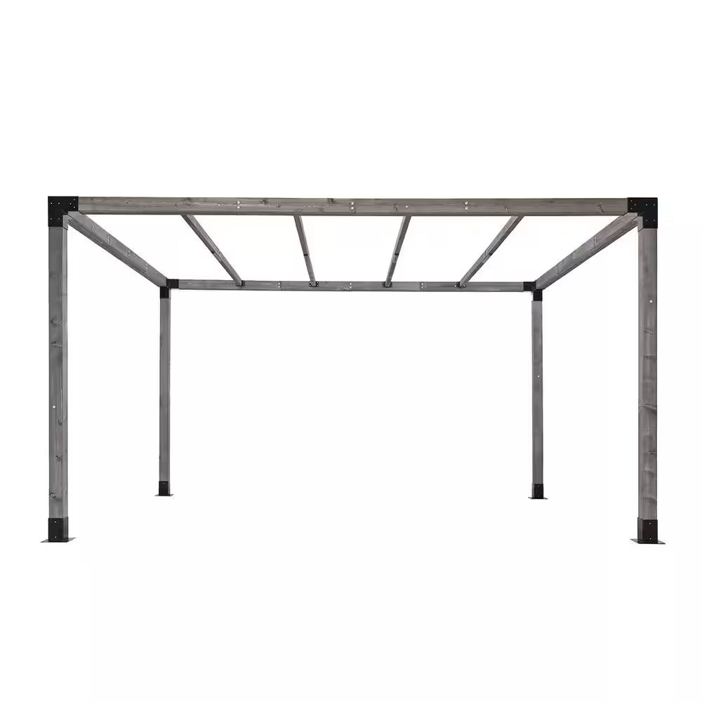 10 Ft. X 13 Ft. Outdoor Wood Pergola with Wood Stand Kit and Gray Frame