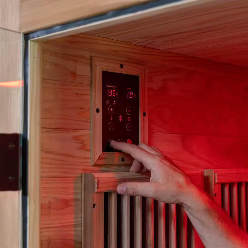 Rylan 1-Person Indoor Cedar Infrared Sauna with 8 Carbon Far-Infrared Heaters, Red Light Therapy and Chromotherapy
