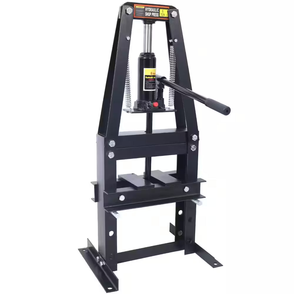 6-Ton Hydraulic Shop Press with Plates, Heavy-Duty A-Frame Garage Floor Press, Black