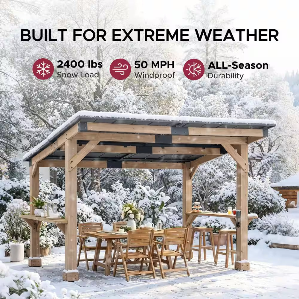 10 Ft. X 12 Ft. Gazebo, Outdoor Patio Wooden Frame Grill Gazebo Backyard BBQ