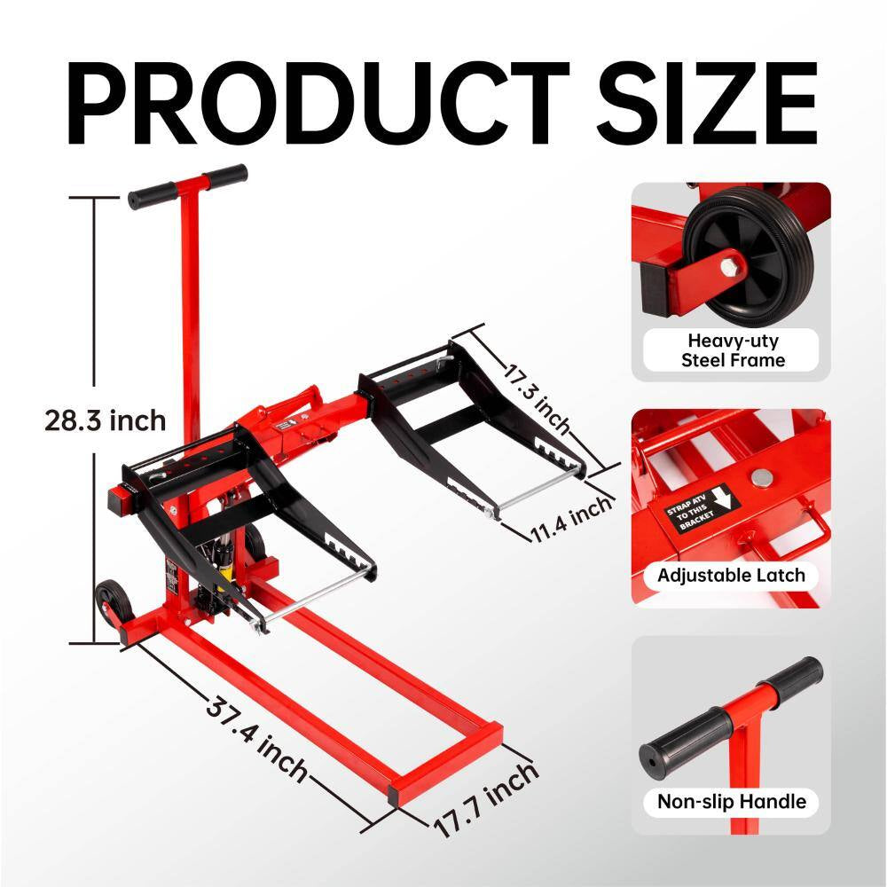 300 Lbs. Capacity Hydraulic Riding Lift Jack with Safety Lock for Tractors, Atvs and Zero Turn Lawn Mowers