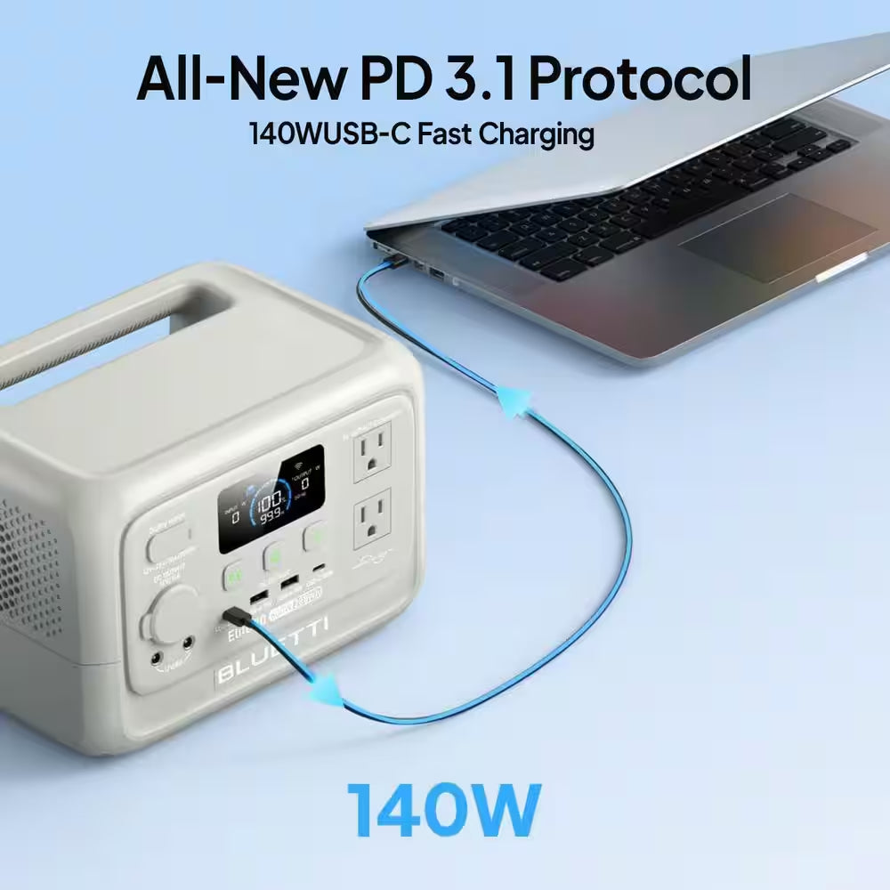 600W Continuous/1500W Peak Output 288Wh Portable Power Station, Push Button Start Battery Solar Generator for Campsite