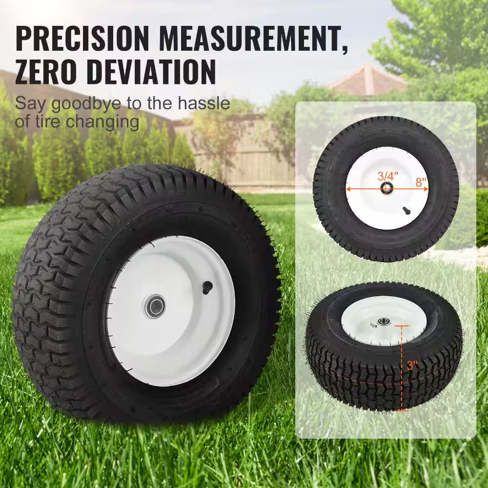 Lawn Mower Tires with Rim 16 X 6.5-8 In. Tubeless 2-Pack with 16 Adapters