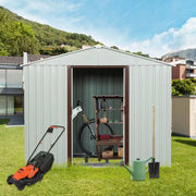 8 Ft.W X 4 Ft.D Outdoor Metal Storage Shed, Tool House with Metal Foundation for Patio, Yard, Lawn, White (30 Sq. Ft.)