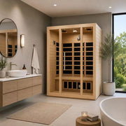 S08HD Series 3-Person Indoor Hemlock Wooden Carbon FAR Infrared Home Sauna Room with LED Touch Control Panel and Heater