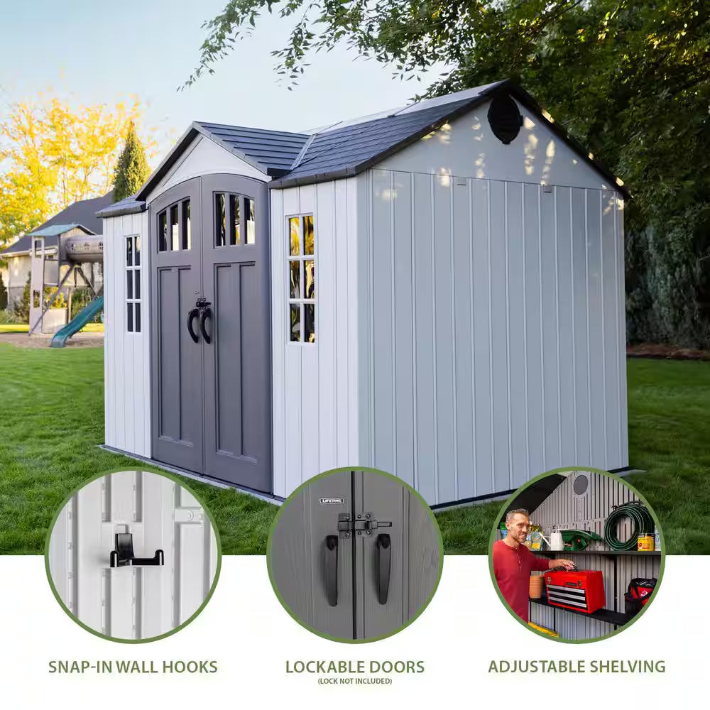 10 Ft. W X 8 Ft. D Resin Dual Entry Outdoor Storage Shed (80 Sq. Ft.)