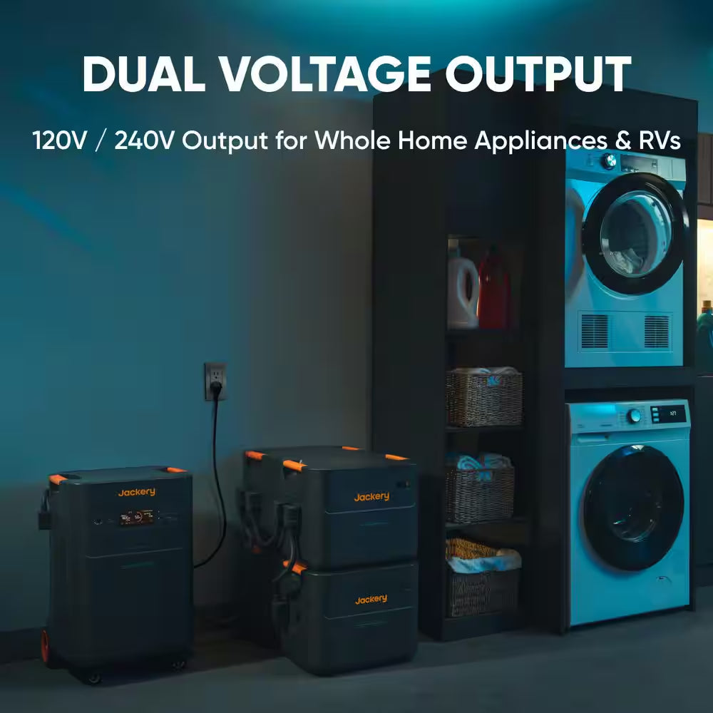 7200/14400W Peak Solar Generator 5000Plus Push Button Start W/240V Manual Transfer Switch, 2X500X, Essential Home Backup