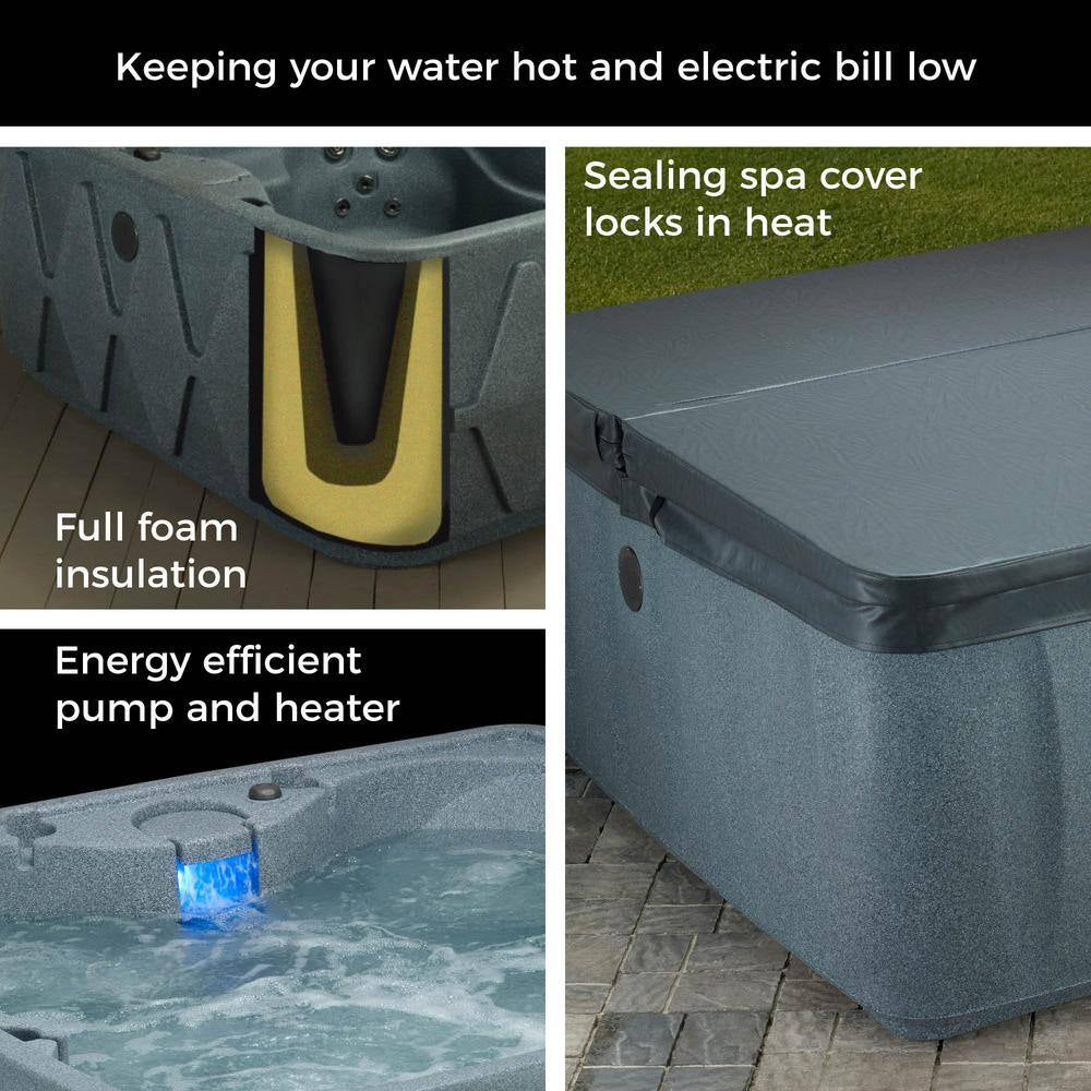 Select 150 4-Person Plug and Play Hot Tub with 12 Stainless Jets and LED Waterfall in Brownstone