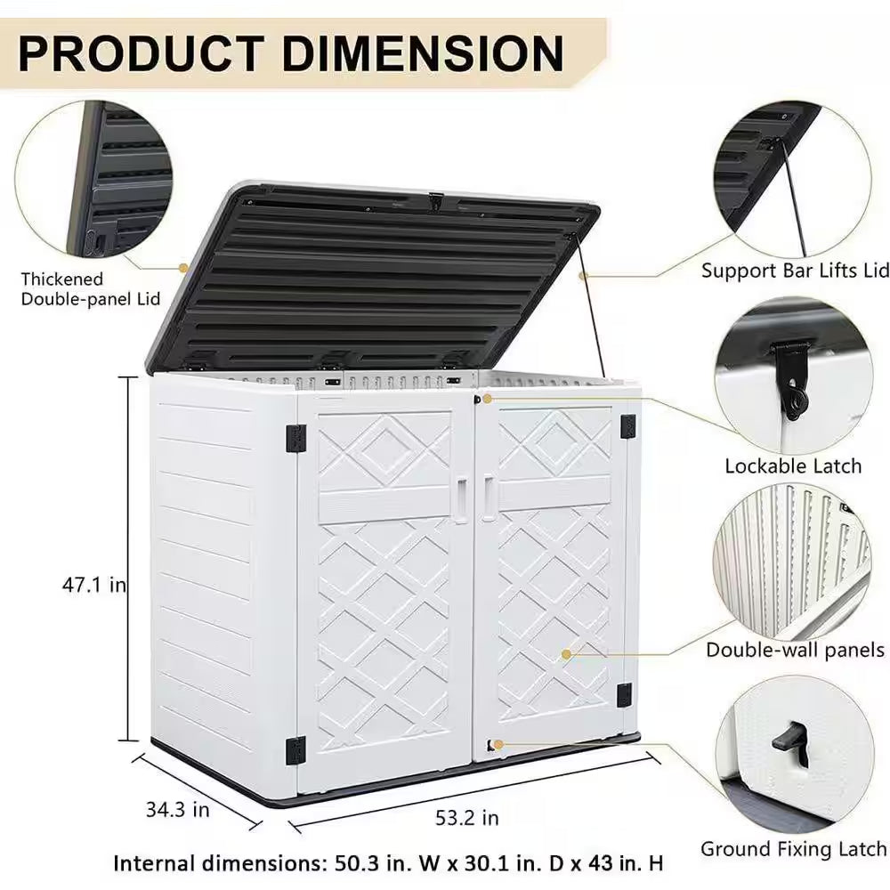 4 Ft. 5 In.W X2 Ft. 10.3 In.D X3 Ft. 11 In.H Large Plastic Resin Outdoor Storage Cabinet Shed,Coverage Area 12.67 Sq.Ft.