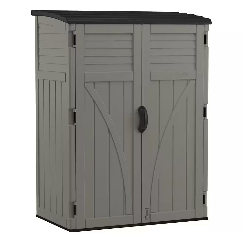 4 Ft. 5 In. W X 2 Ft. 7.5 In. D X 6 Ft. H Large Plastic Resin Vertical Outdoor Storage Cabinet Shed in Stoney (Gray)