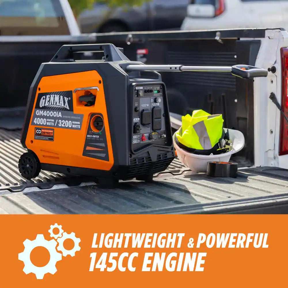 4000-Watt Recoil Start Gasoline Powered Inverter Generator Light-Weight and Quiet with 145Cc OHV Engine