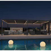 11.7 Ft. X 24.1 Ft. Gray Aluminum Outdoor Louvered Pergola with 4-Individual Adjustable Sunshade Roofs and LED Lights
