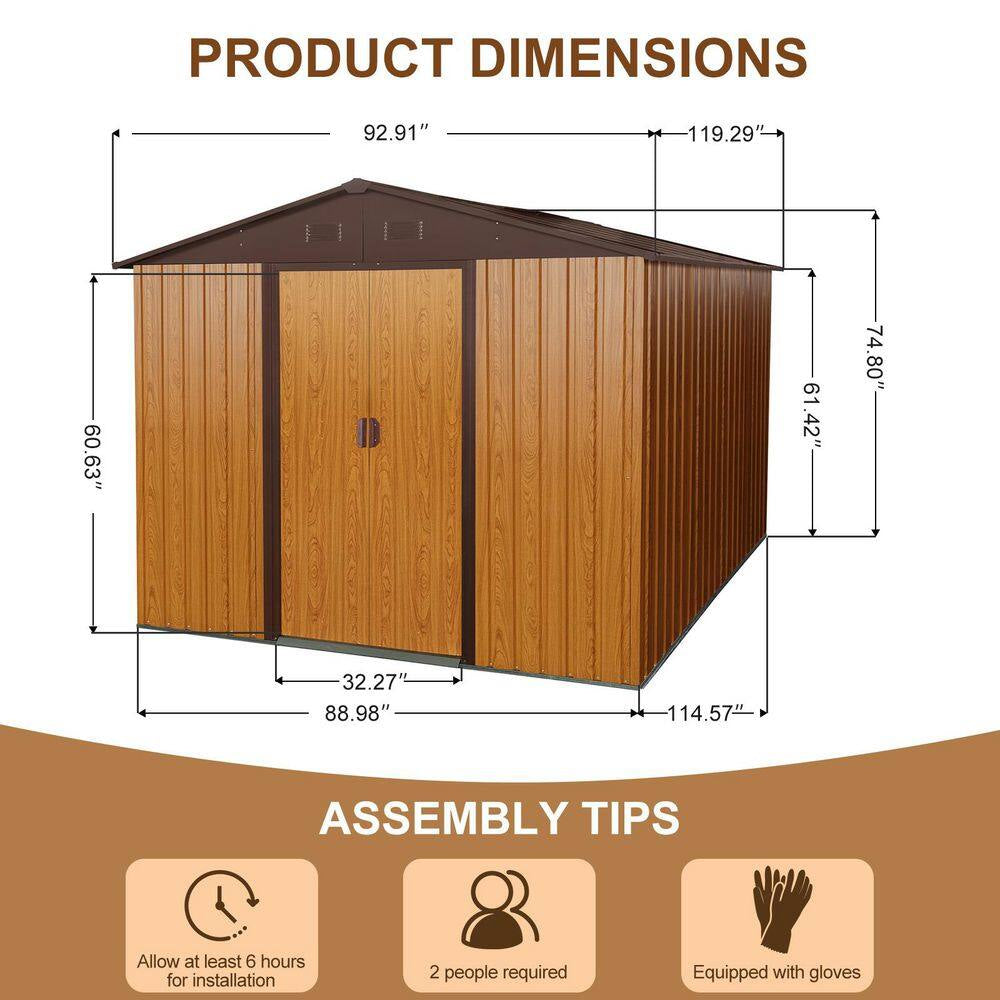 8 Ft. X 10 Ft. Outdoor Metal Storage Shed in Coffee with Metal Foundation (80 Sq. Ft.)