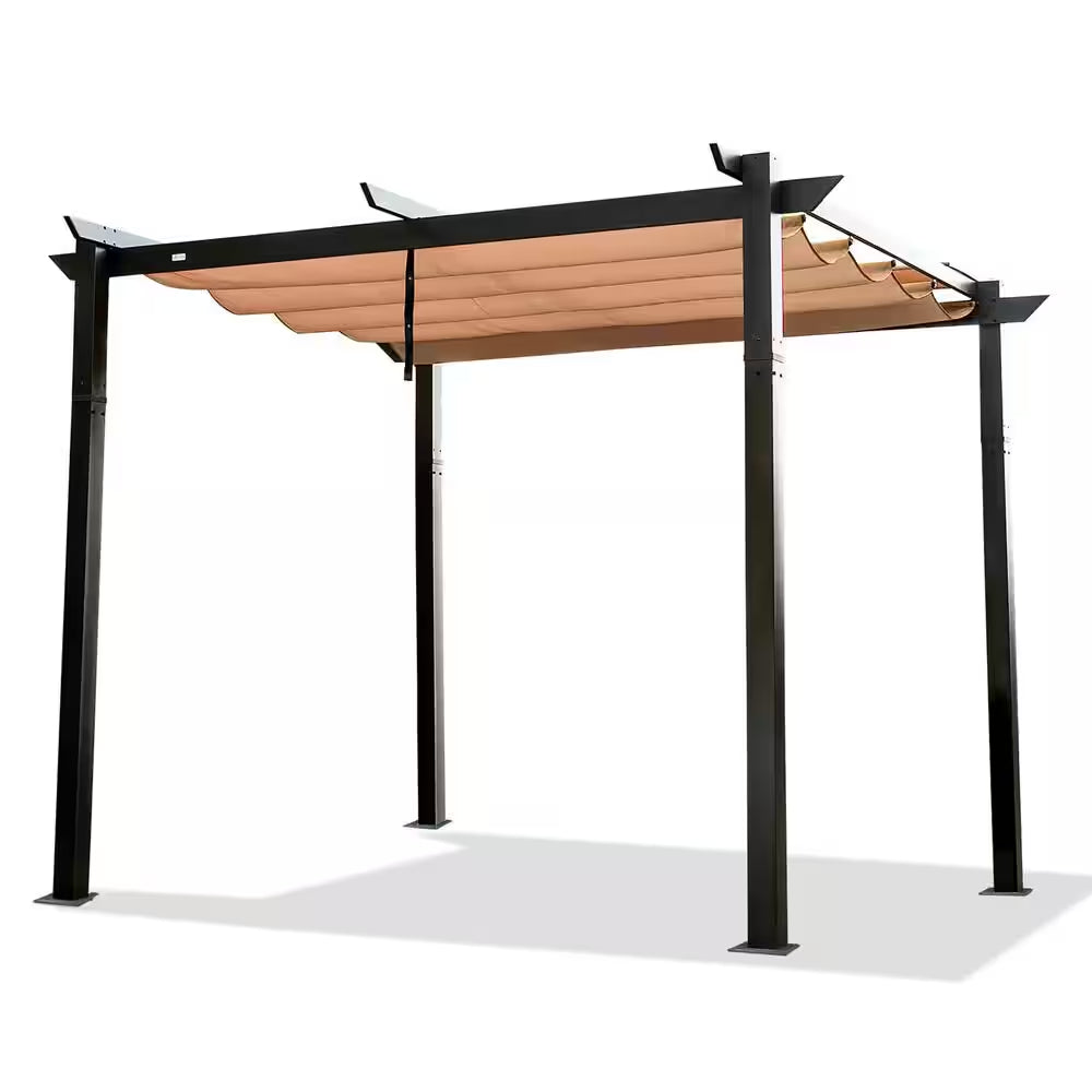 11 Ft. X 16 Ft. Lake Blue Outdoor Retractable Pergola, Patio Grill Gazebo, Weather-Resistant