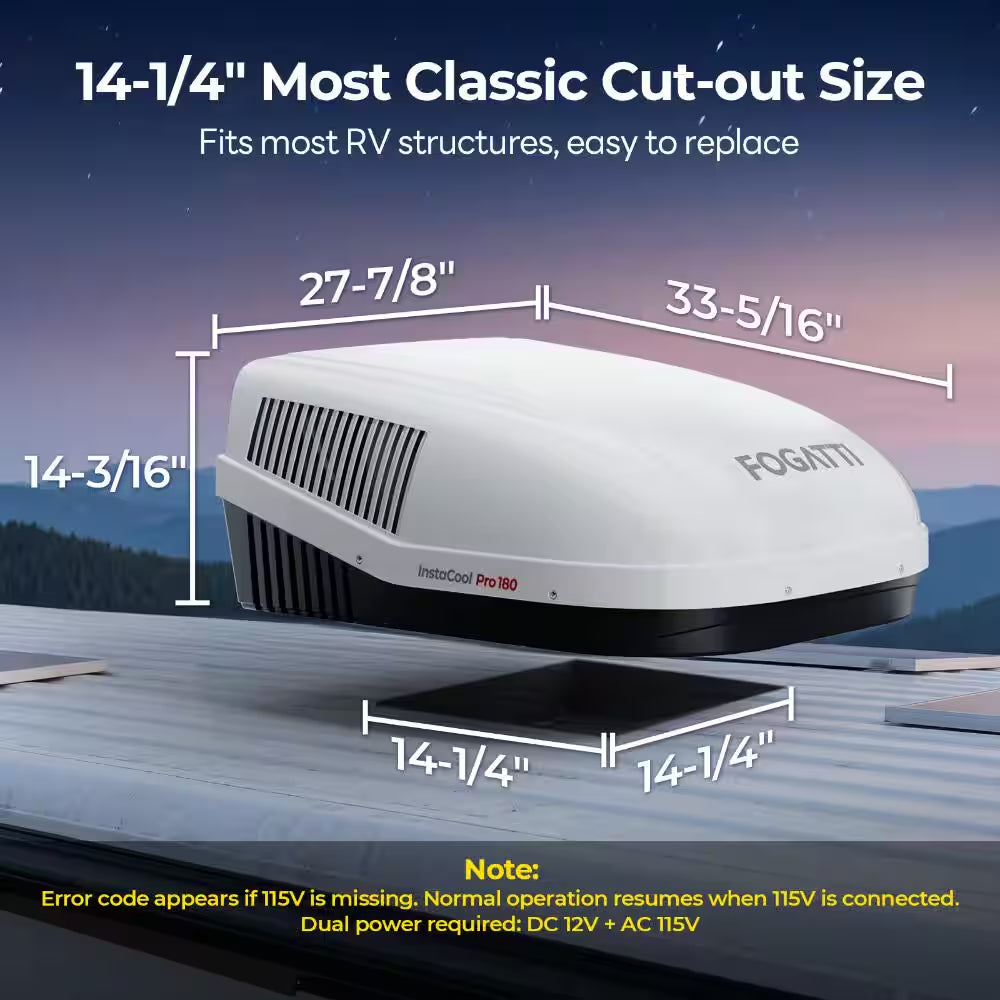 18000 BTU RV Air Conditioner, Ducted & Non-Ducted, Cool Only, LED ADB Smart Control, Black, 2-Year Warranty