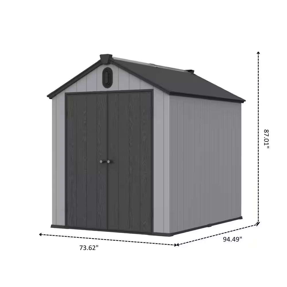 6 Ft. W X 8 Ft. D Plastic Storage Resin Shed for Backyard Garden Big Spire Tool Storage with Double Door (48 Sq. Ft. )