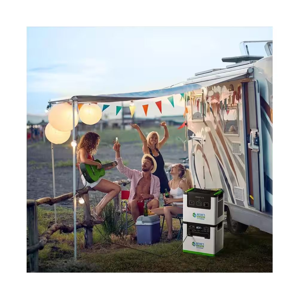 220W Output Push-Button Start 3072Wh Expansion Battery L3600 Solar Generator Power Pod with 2-Piece 440W Solar Panels