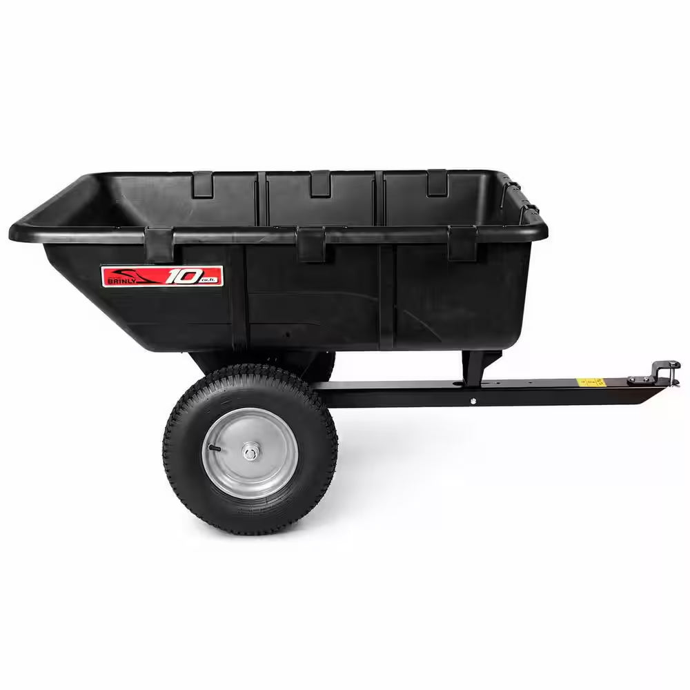 650Lbs. 10Cu.Ft. Tow-Behind Lawn Mower Trailer Dump Cart W/ Compression-Molded Poly Bed for Lawn Tractors and ZTR Mowers