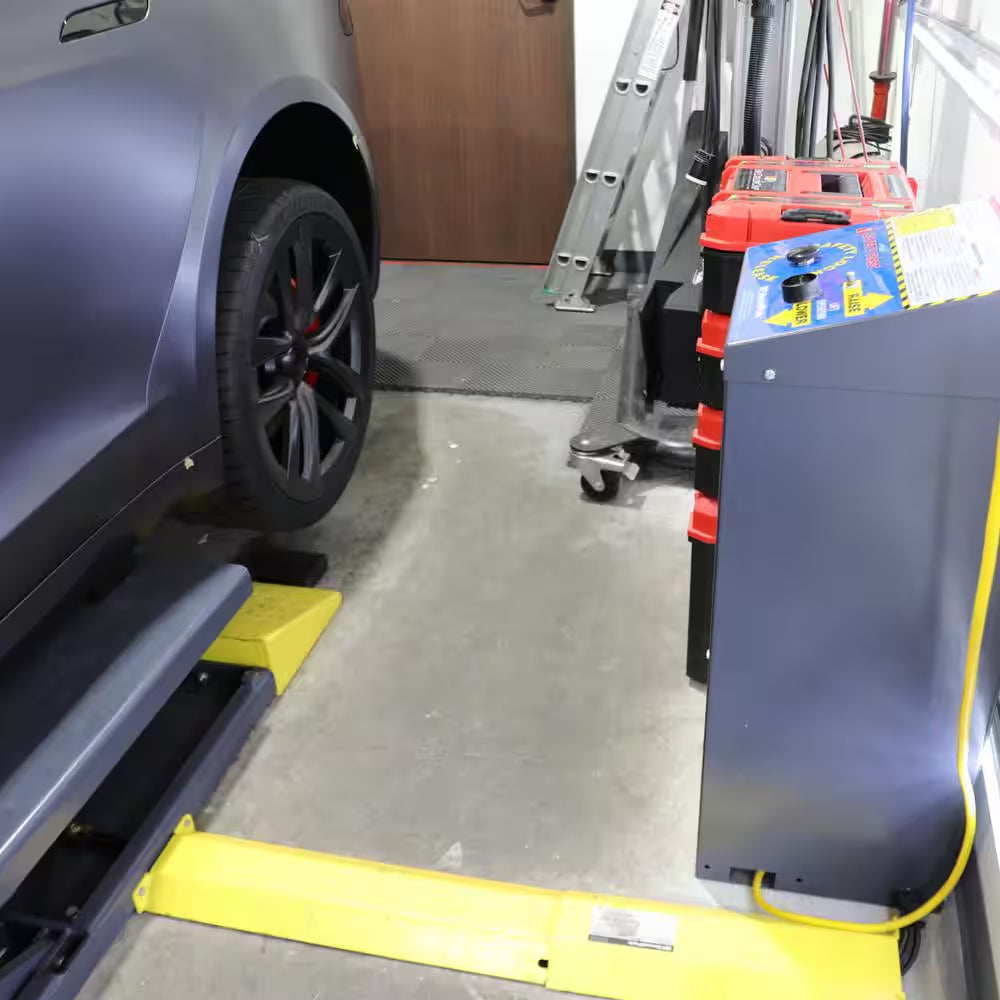 MDS-6LP 1-Phase Mid Rise Scissor Car Lift 6000 Lbs. Capacity - Open Center with 220V Power Unit Included