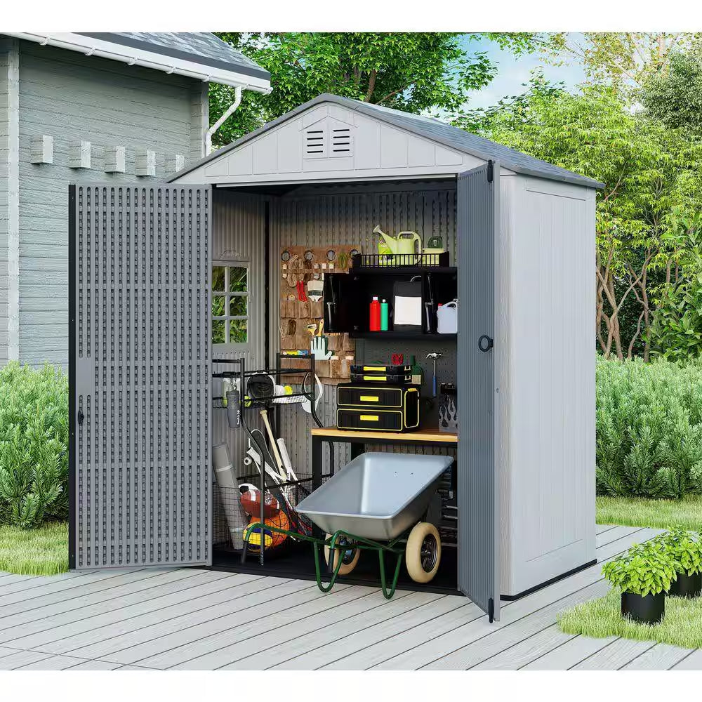 20 Sq. 6 X 4 Ft. Outdoor Resin Storage Shed, Weatherproof Durable Tool Shed, Lockable with Floor and Window