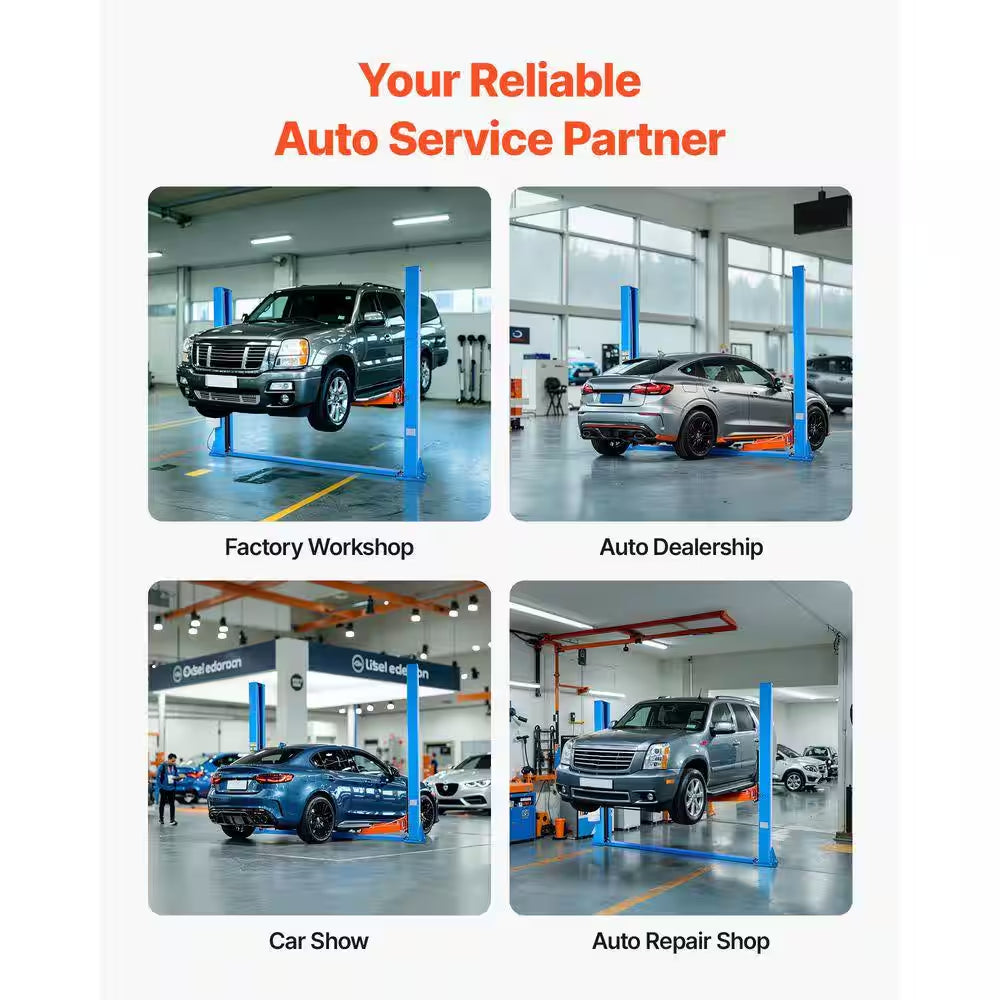 Symmetric 2 Post Car Lift 9000 Lb. Capacity, 220V 2.95 HP Motor, Hoist for Sedan/Suv, 74. 8In. Height, Garage/Shop, Blue