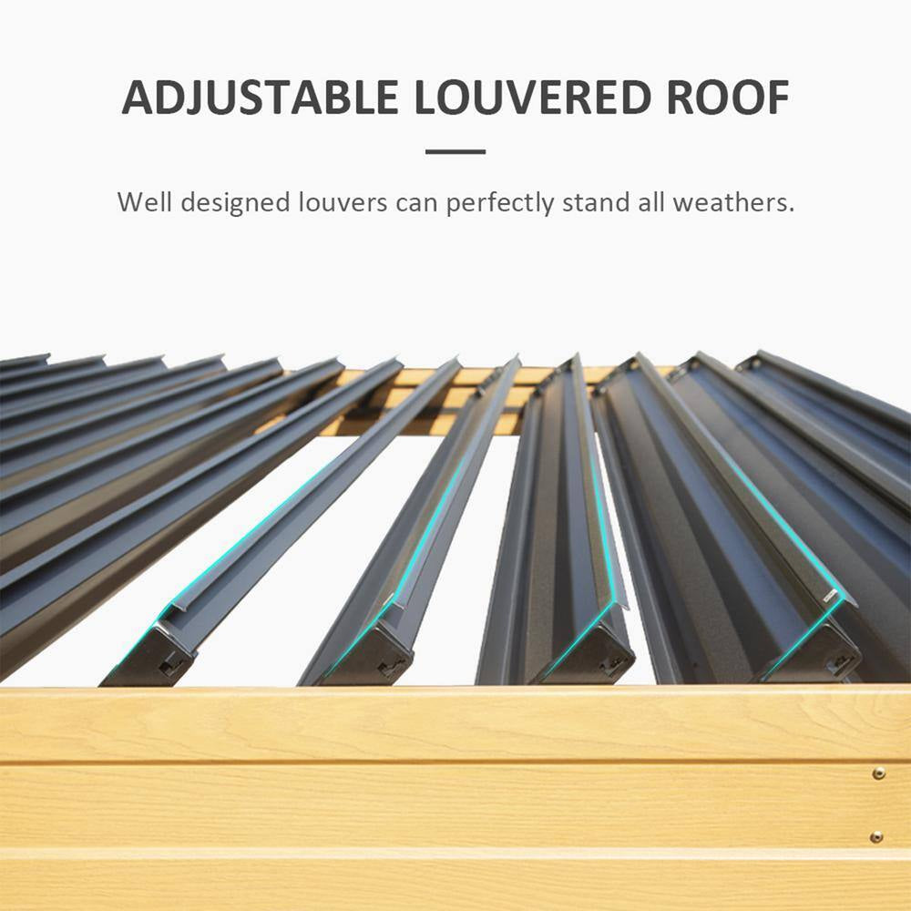 10 Ft. X 10 Ft. Wood-Looking Aluminum Metal Louvered Pergola