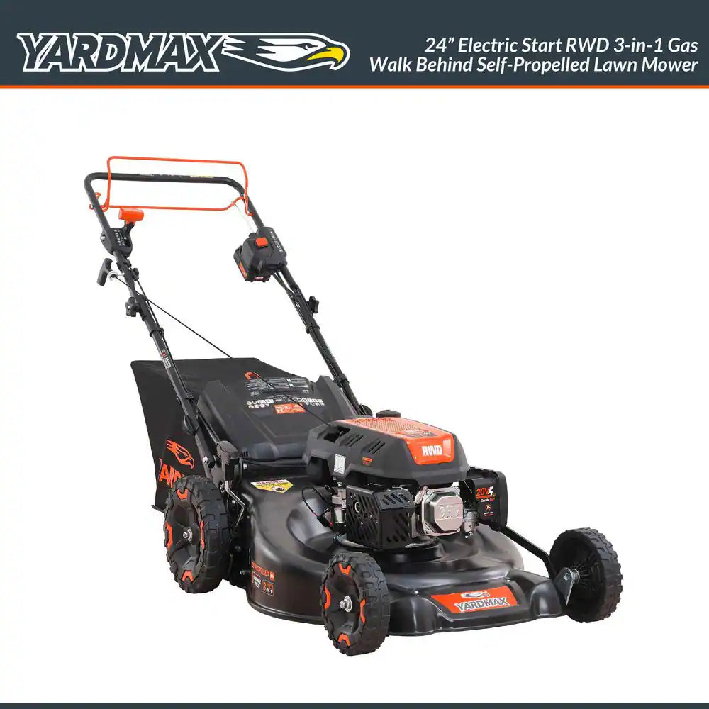 24 In. 201Cc Electric Start SELECT PACE 6 Speed CVT High Wheel RWD 3-In-1 Gas Walk behind Self Propelled Lawn Mower